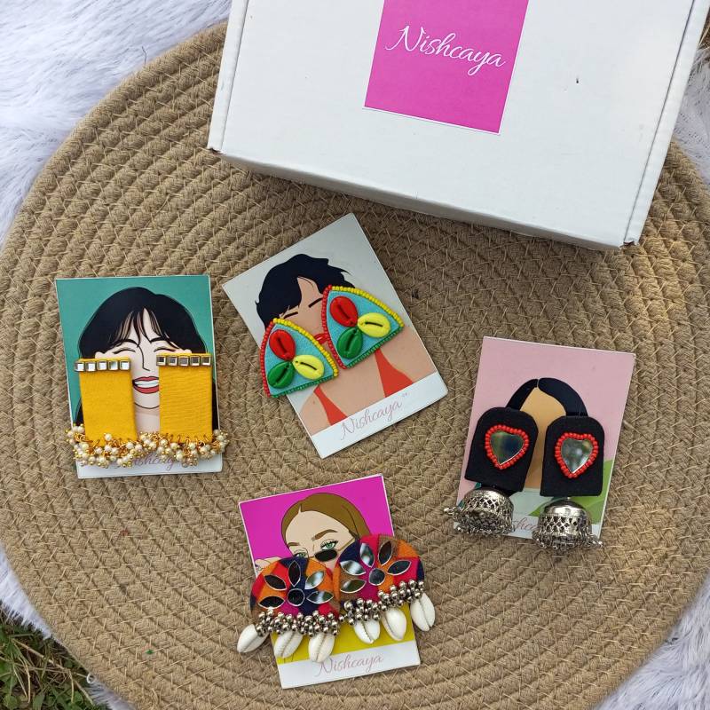 Pack of 4 Fabric Earrings